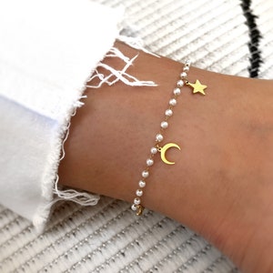 Moon Anklet Celestial Anklet Gold Moon Anklet Moon Charm Anklet Handmade Jewelry Personalized Gifts Gift for her Gifts image 1
