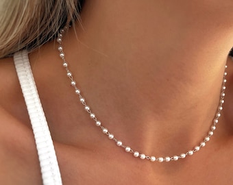 Collana di perle - Girocollo di perle d'acqua dolce - Madreperla organica - Collana di perle - Perle d'acqua dolce - Minimalista - Regali per lei - Regali