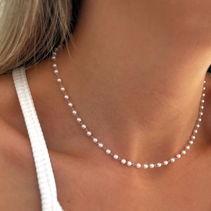 Pearl Necklace Fresh Water Pearl Choker Organic Mother Pearl Pearl Necklace Fresh Water Pearls Minimalist Gifts for her Gifts immagine 1