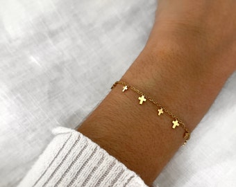 Cross Bracelet - Gold Cross Bracelet - Adjustable Bracelet - Dainty Silver Bracelet - Minimalist - Personalized Gifts - Gift for her -Gifts