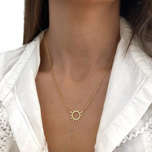 Sun Shape Pendant Necklace Circle Shaped Necklace Boho Necklace Minimalist Personalized Gifts Jewelry Gifts image 1
