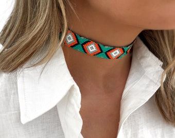 Fabric Choker - Bohemian Choker - Aztec Choker Necklace - Hippie Choker - Minimalist - Personalized Gifts - Gifts - Gift for her