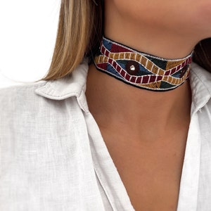 Fabric Choker - Bohemian Choker - Aztec Choker Necklace - Hippie Choker - Handmade Jewelry - Personalized Gifts - Gift for her - Gifts