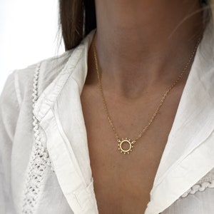 Sun Shape Pendant Necklace Circle Shaped Necklace Boho Necklace Minimalist Personalized Gifts Jewelry Gifts image 2