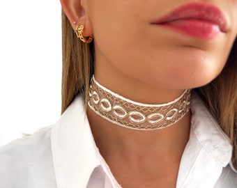 Stoff-Choker - Boho-Choker - Azteken-Choker-Halskette - Hippie-Choker - Minimalistisch - Personalisierte Geschenke - Geschenke - Geschenke für Sie