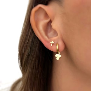 Gold Hoop Earrings - Gold Dangling Hoops - Coin Hoop Earrings - Handmade Jewelry - Minimalist - Personalized Gifts - Gift for her - Gifts