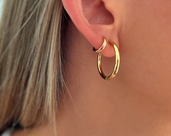 Gold Twisted Hoop Earrings - Creole earrings - Dainty earrings - Minimalist - Handmade Jewelry - Personalized Gifts - Gift for her - Gifts