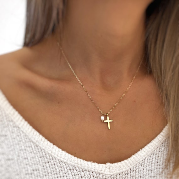 Gold Cross Necklace Small Cross 