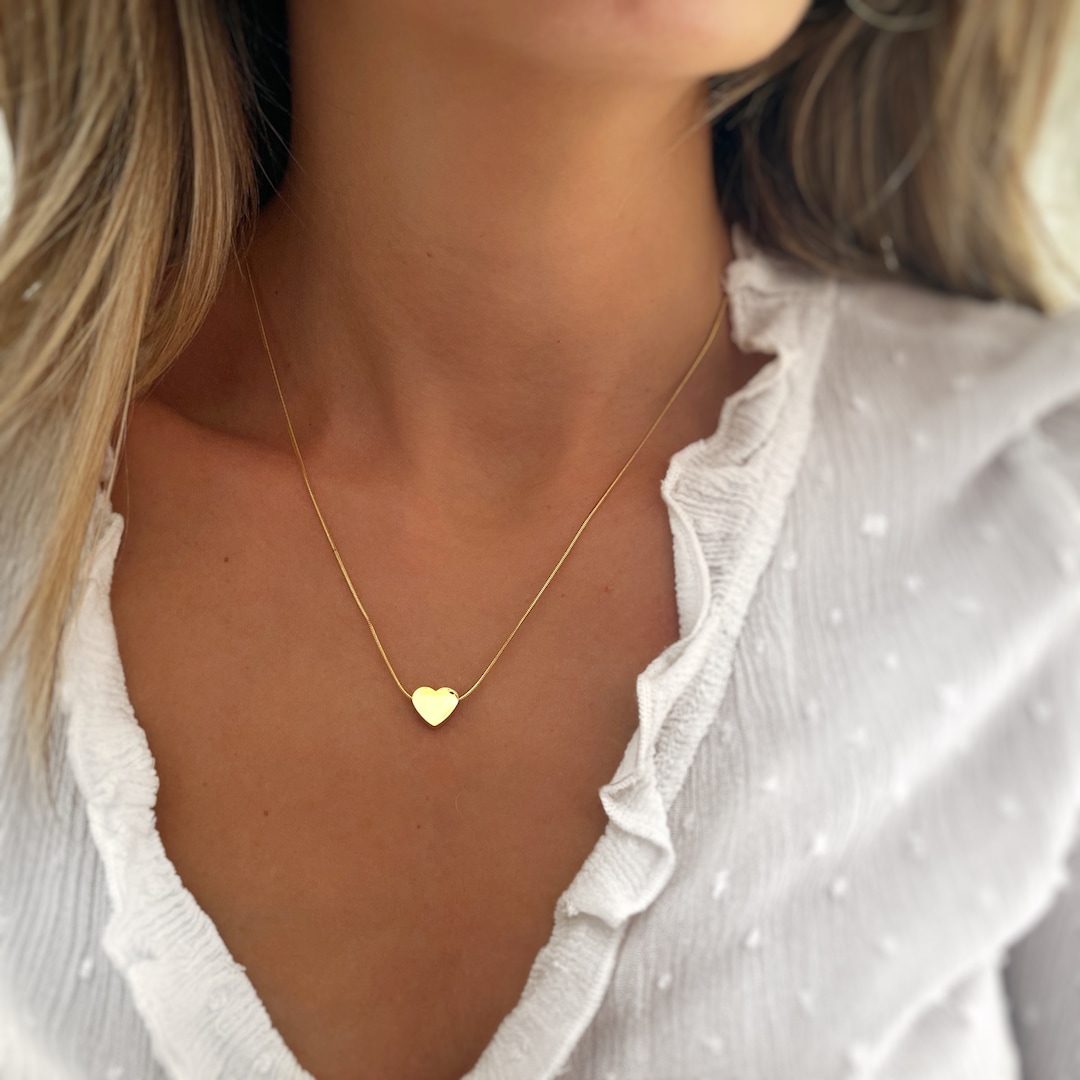 Minimalist Heart Necklace Silver Heart Necklace Minimalist 