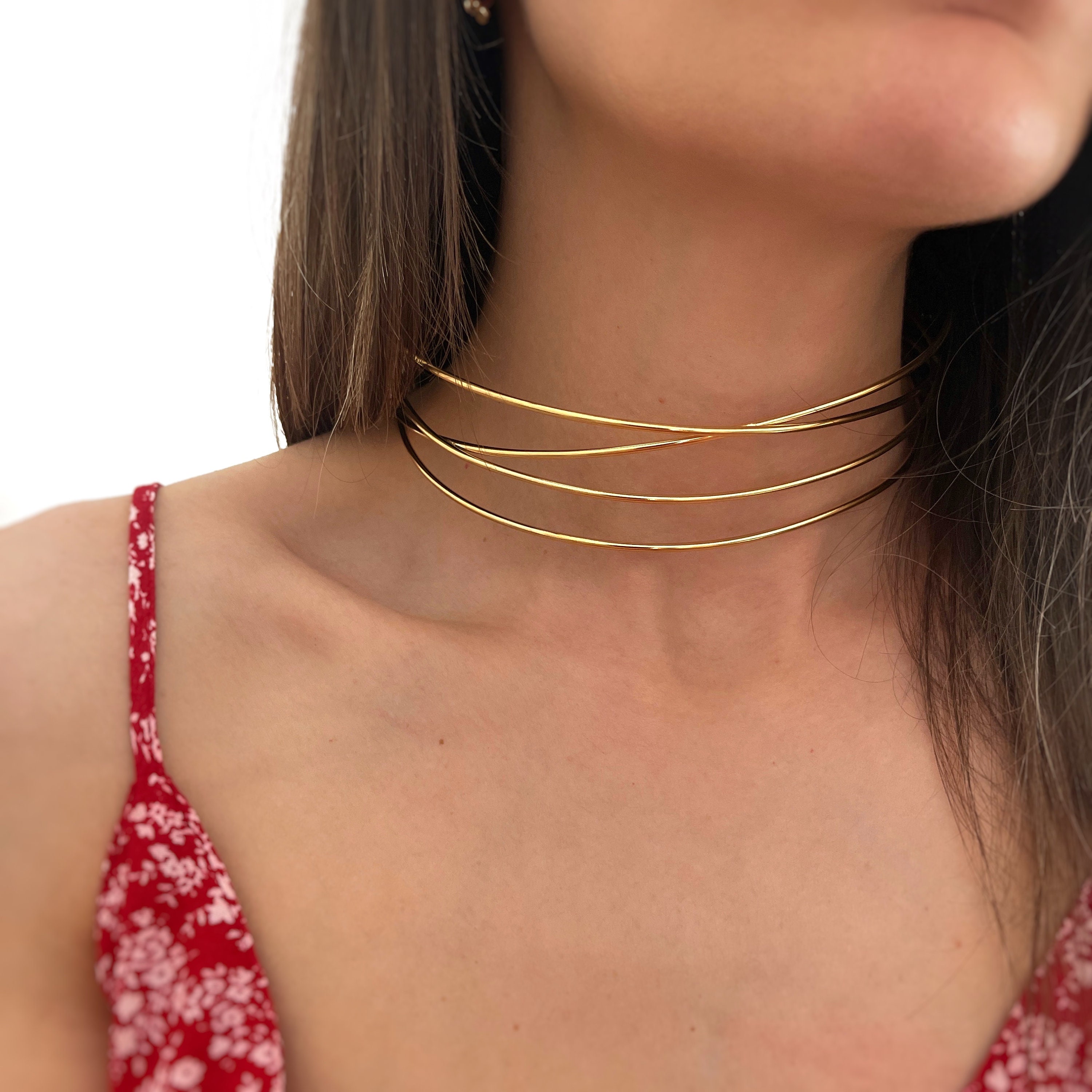 Gold Choker Necklace for Women, Dainty Choker Necklace, Gold Chain Choker,  Gold Choker Necklace, Women Choker Necklace, Layered Choker 294 