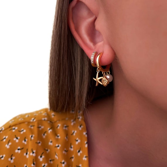 Hoop Earrings With Charms Delicate Earrings Handmade Jewelry