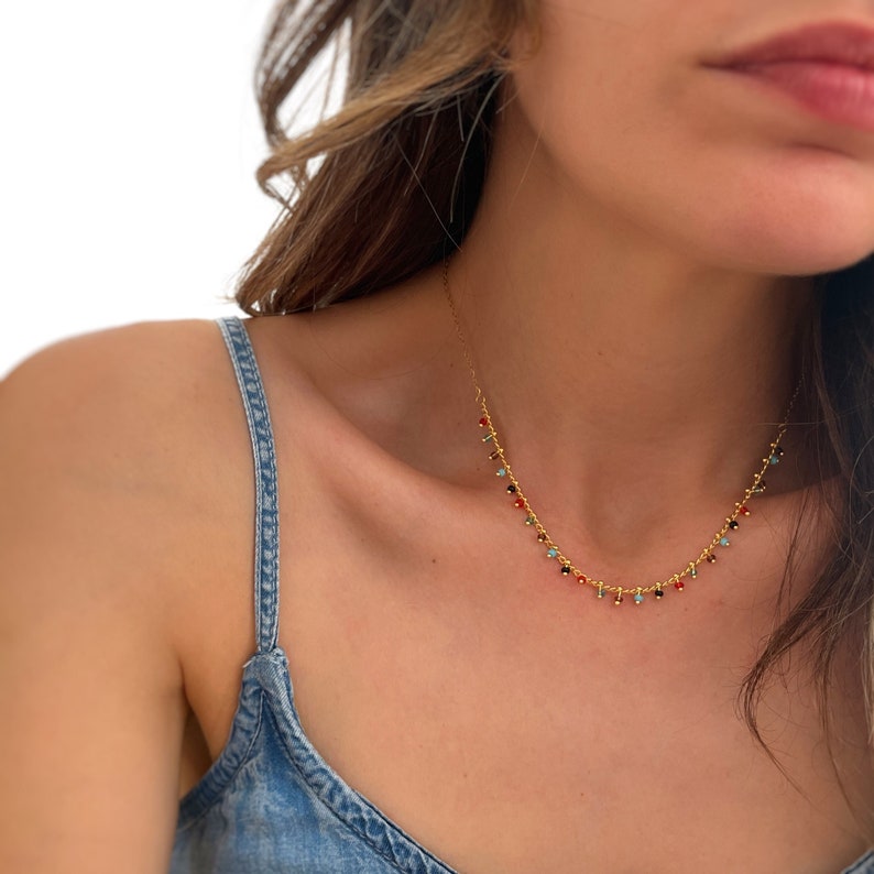 Collar multicolor de bolas collar de cuentas collar de colores Minimalist Jewellery Personalized Gifts Handmade Jewelry Gifts imagen 1