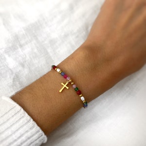 Cross Bracelet Small Sideways Cross Bracelet Gold Cross Bracelet Handmade Jewelry Minimalist Personalized Gifts Gifts image 5