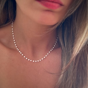 Pearl Necklace Fresh Water Pearl Choker Organic Mother Pearl Pearl Necklace Fresh Water Pearls Minimalist Gifts for her Gifts zdjęcie 3