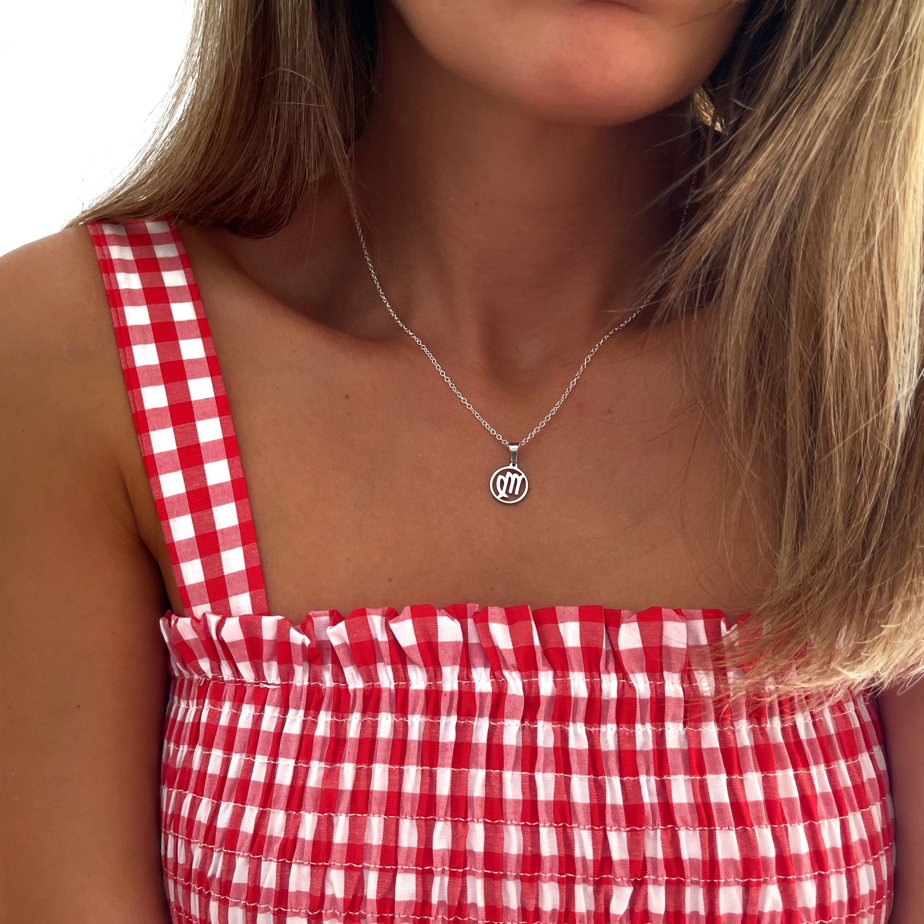 Circle and Symbol Pendant Necklace - Delicate Necklace - Simple ...