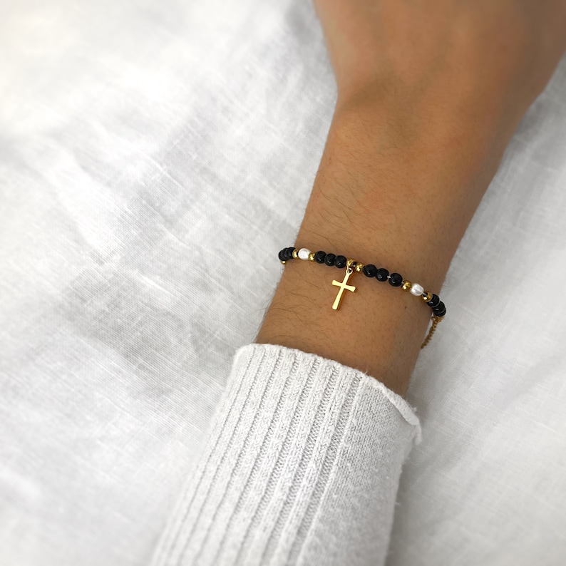 Cross Bracelet Small Sideways Cross Bracelet Gold Cross Bracelet Handmade Jewelry Minimalist Personalized Gifts Gifts image 7