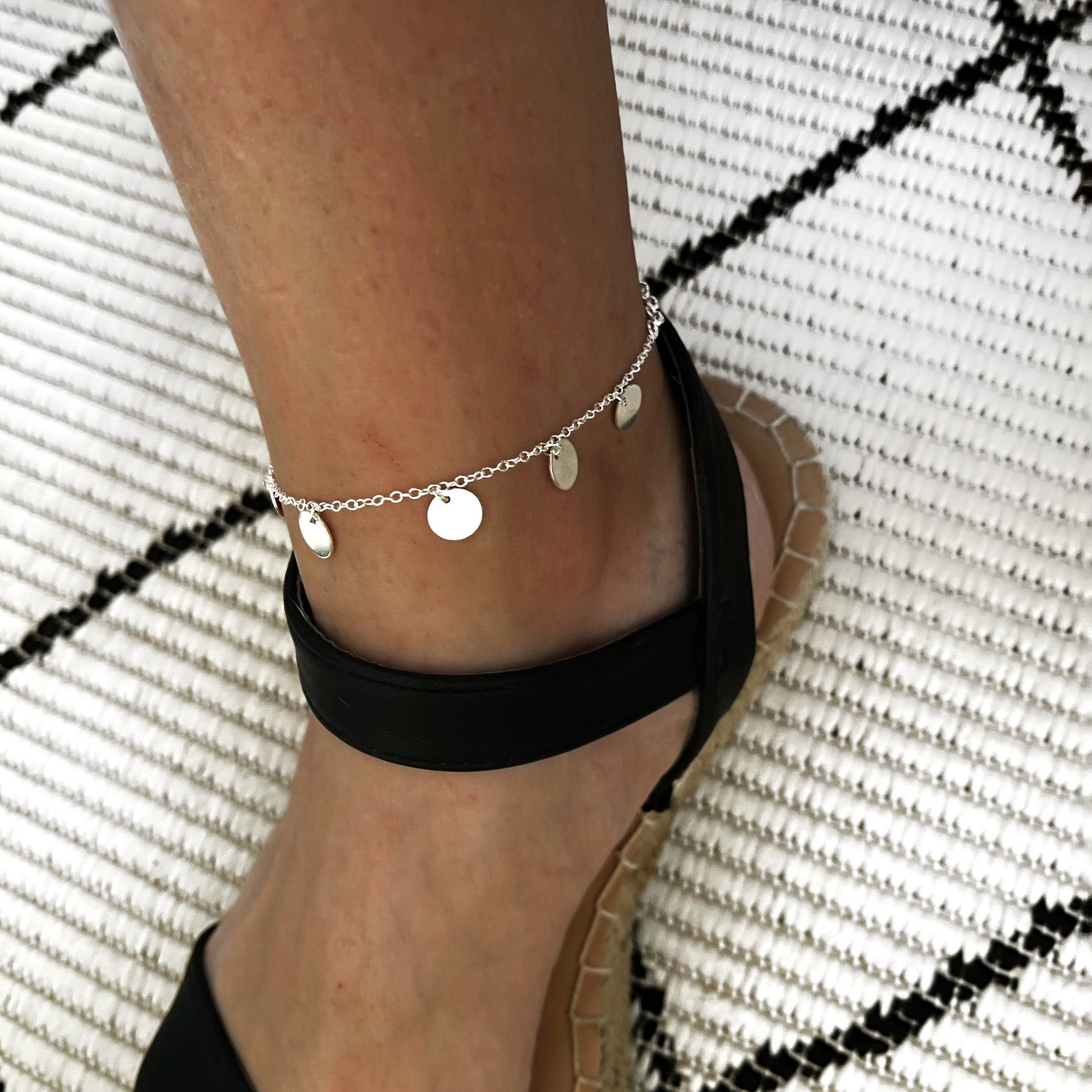 Charming AnkleTs Ankle Bracelet with Plate Pendants 925 Etsy
