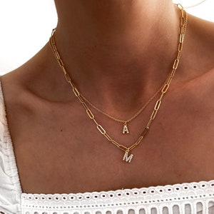 Collar de carta pavé - collar de letras CZ - Minimalist - Handmade Jewelry - Personalized Gifts - Gift for her - Gifts for him - Gifts