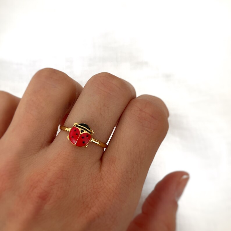 Lady Bug Ring Ladybug Stacking Ring Toe Jewelry Stacking Etsy