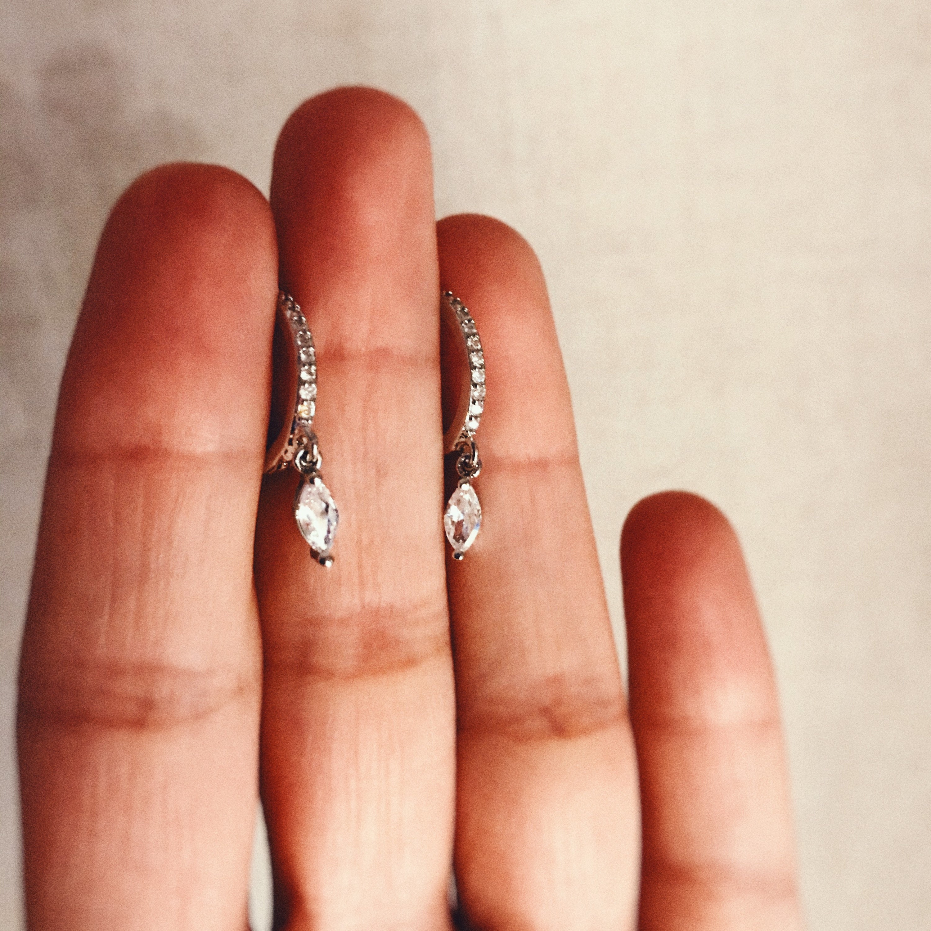 Oval CZ Drop Earrings main image 1