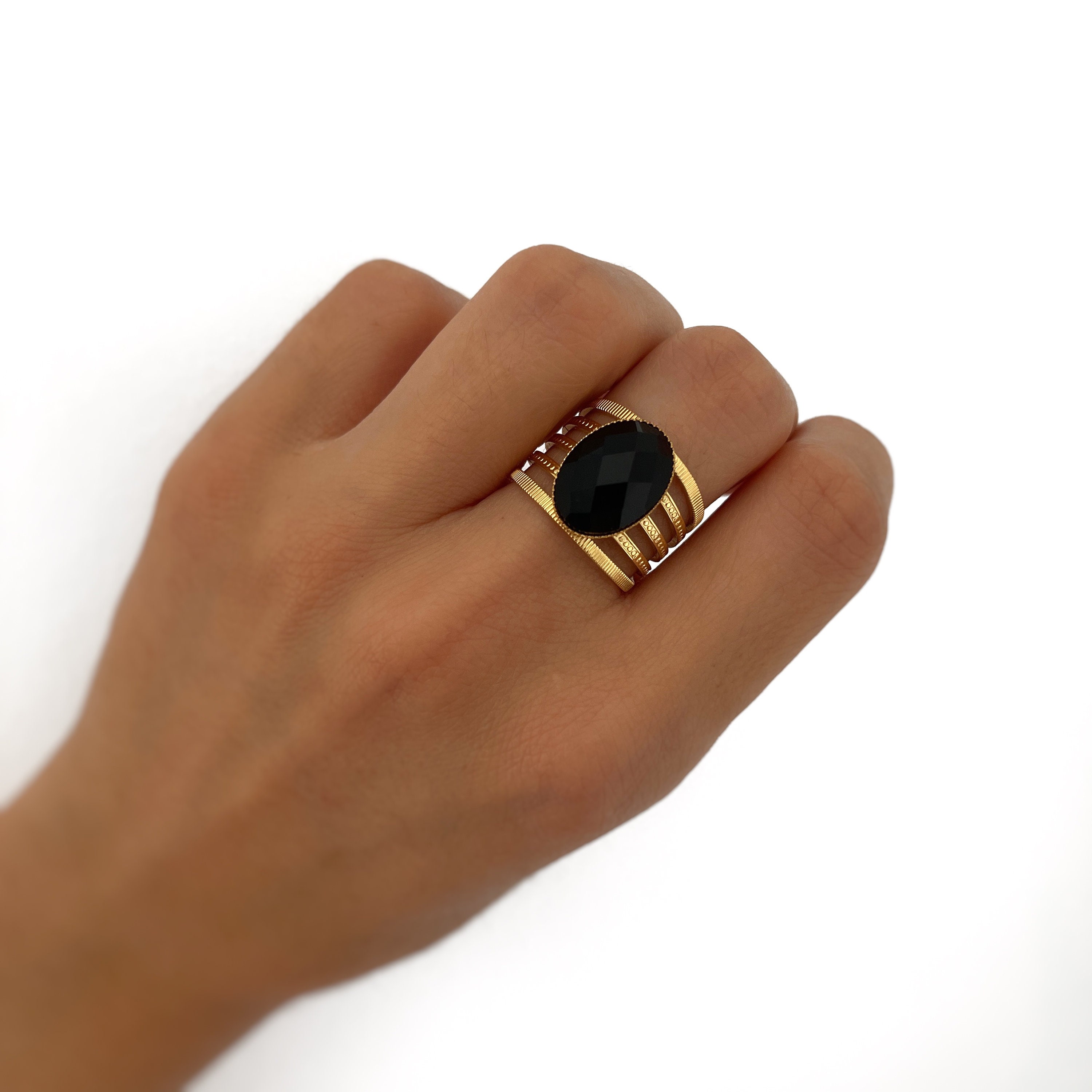 Black Onyx Ring Black Stone Ring Black Onyx Ring Gold Etsy