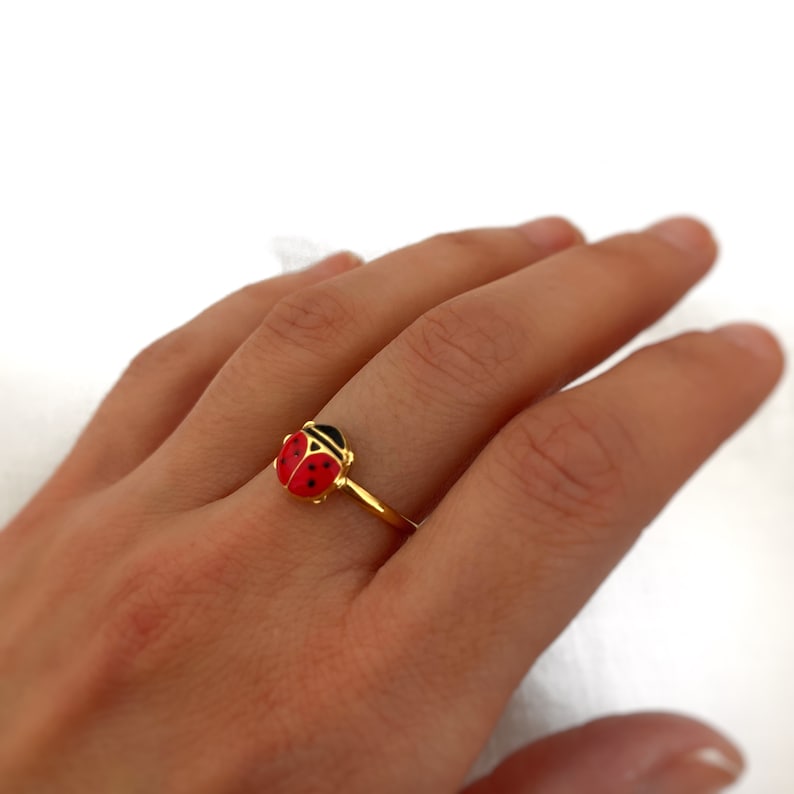 Lady Bug Ring Ladybug Stacking Ring Toe Jewelry Stacking Etsy