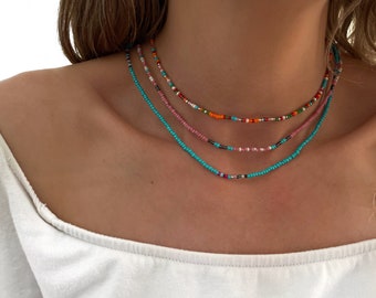 Collana di perline multicolori - collana delicata - collana di perline - Minimalista - Gioielli fatti a mano-Regali personalizzati - Regalo per lei - Regali