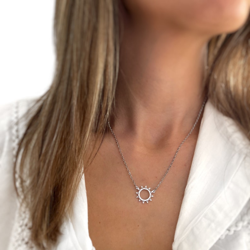 Sun Shape Pendant Necklace Circle Shaped Necklace Boho Necklace Minimalist Personalized Gifts Jewelry Gifts image 5