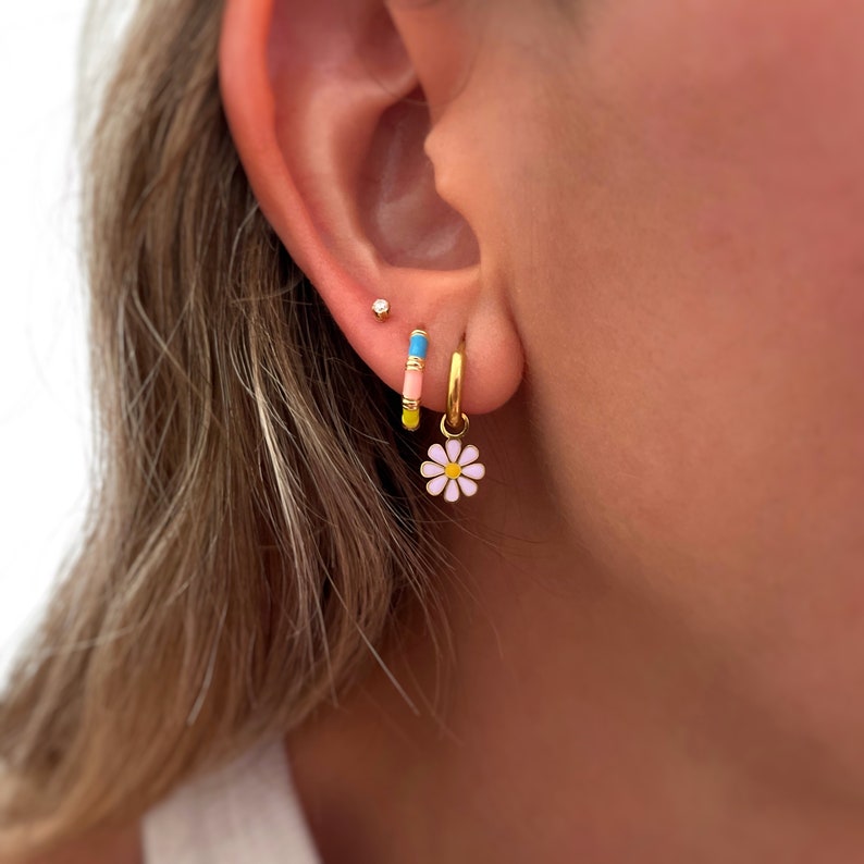 Flower earrings Dainty Earrings White Flower Earrings Pink flower earrings Minimalist Personalized Gifts Gift for her Gifts image 2