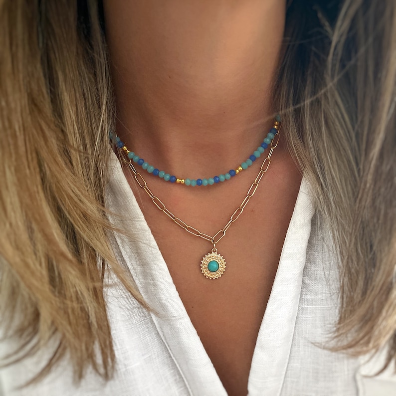 Collier boule multicolore collier perlé collier délicat Minimaliste Cadeaux personnalisés Bijoux faits à la main Cadeau pour elle-Cadeaux image 2
