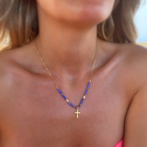 Beaded Cross Necklace Gold Filled Cross Necklace Cross Necklaces Cross Charm Necklace Personalized Gifts Gifts image 5