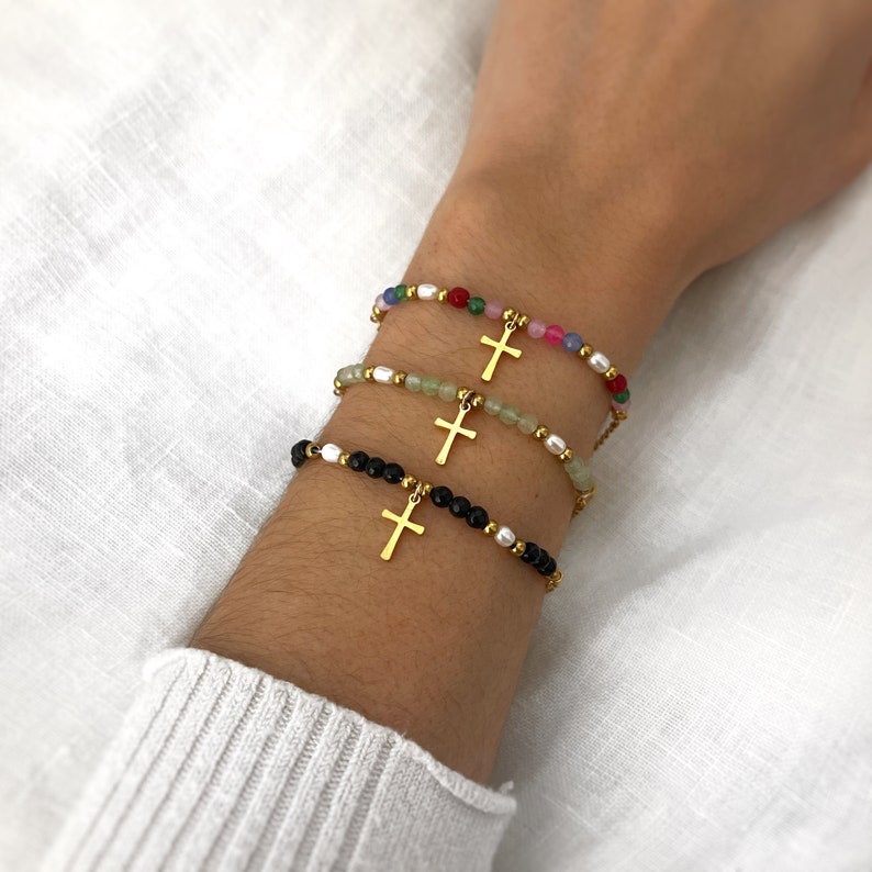 Cross Bracelet Small Sideways Cross Bracelet Gold Cross Bracelet Handmade Jewelry Minimalist Personalized Gifts Gifts image 1