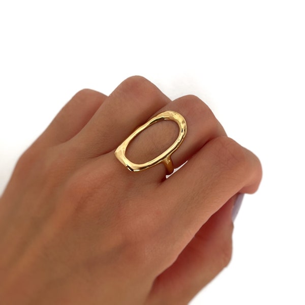 Bague en forme de cercle - Bague à cercle ouvert - Bague en forme ovale - Bague géométrique - Minimaliste - Cadeaux personnalisés - Cadeau pour elle - Cadeaux