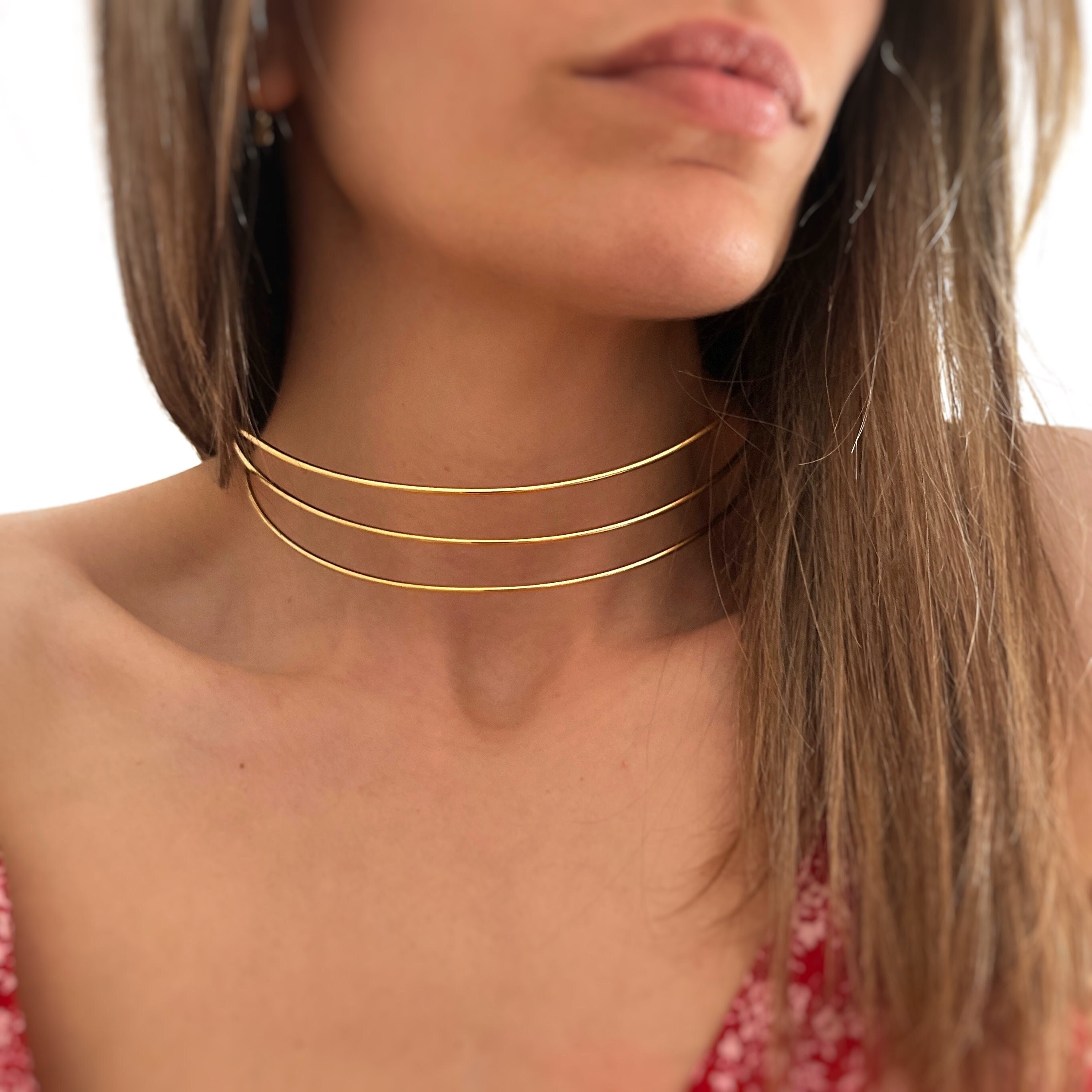 Gold Neck Cuff Simple Wire Choker 