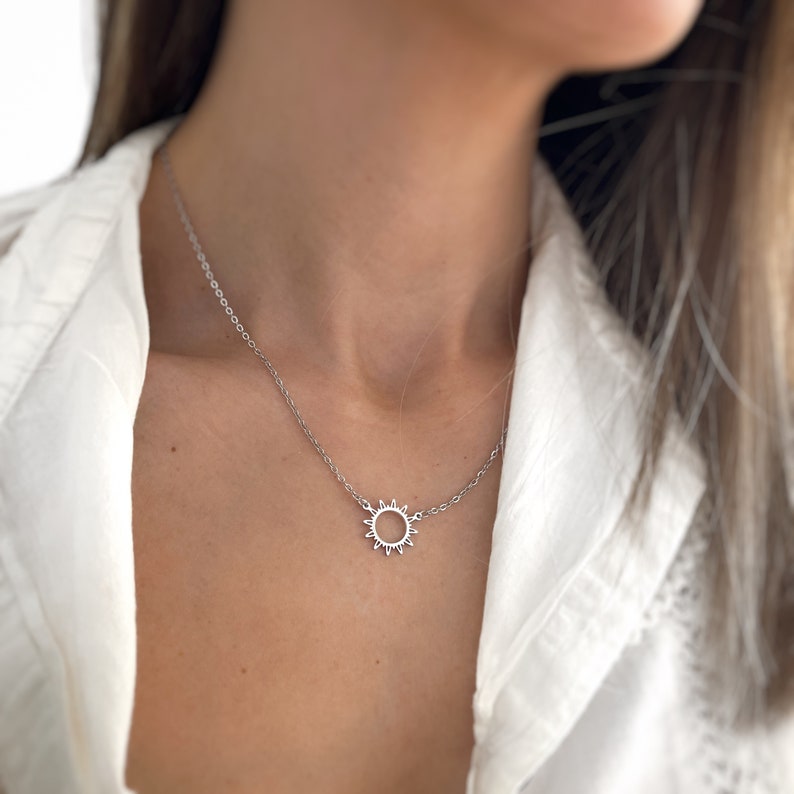 Sun Shape Pendant Necklace Circle Shaped Necklace Boho Necklace Minimalist Personalized Gifts Jewelry Gifts image 3