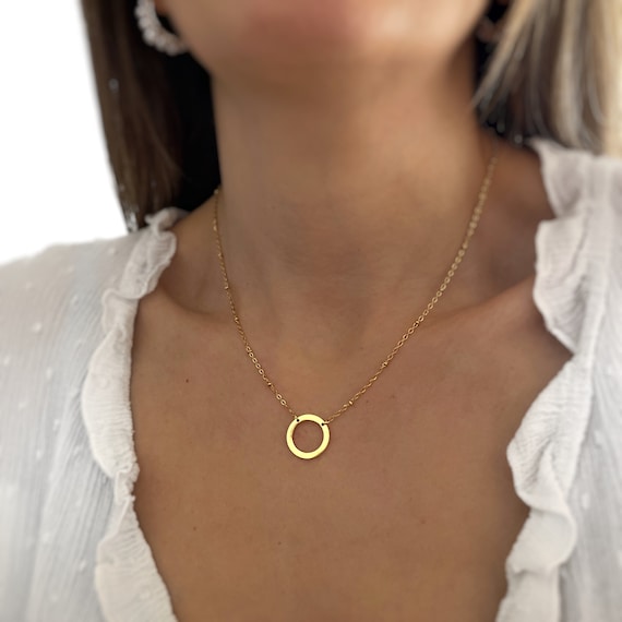 Circle Pendant Necklace - Interlocking Circle Necklace For Sisters - Delicate Necklace - Simple Necklace - Gifts for her - Gifts