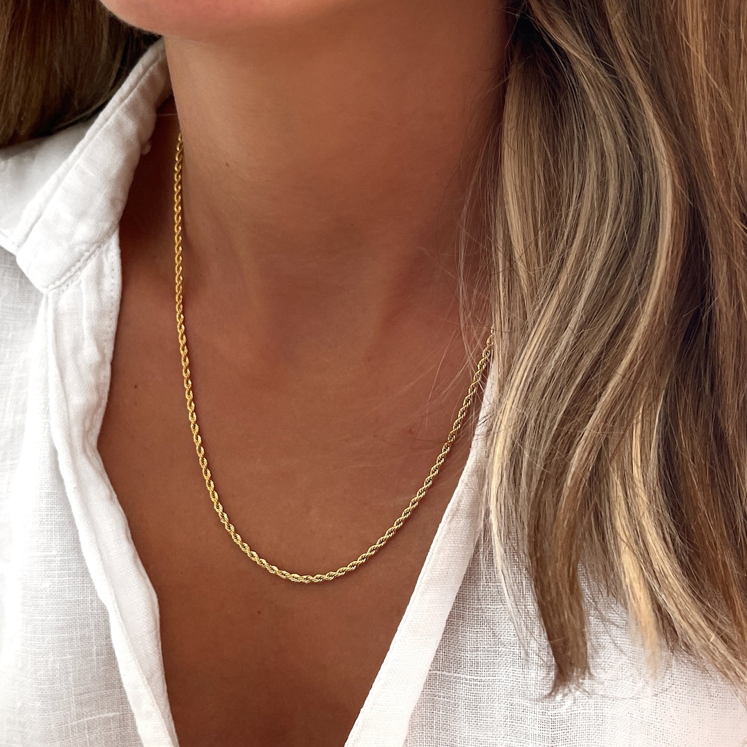Open Chain Rope Silver Cord Necklace Thick Gold Rope Handmade Jewelry ...