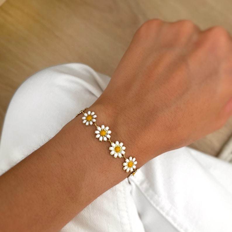 Flower Shaped Bracelet Flower Bracelet Dainty Bracelet Handmade Jewelry Personalized Gifts Gift for her Gifts image 4