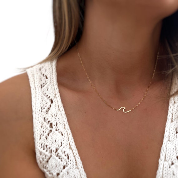Wave Necklace Wave Necklace in Silver And Gold Beach Jewelry Ocean Jewelry Personalized Gifts For Women Gift For Her