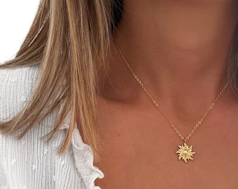 Collier pendentif en forme de soleil - Collier en forme de cercle - Collier Boho - Minimaliste - Cadeaux personnalisés - Bijoux - Cadeaux