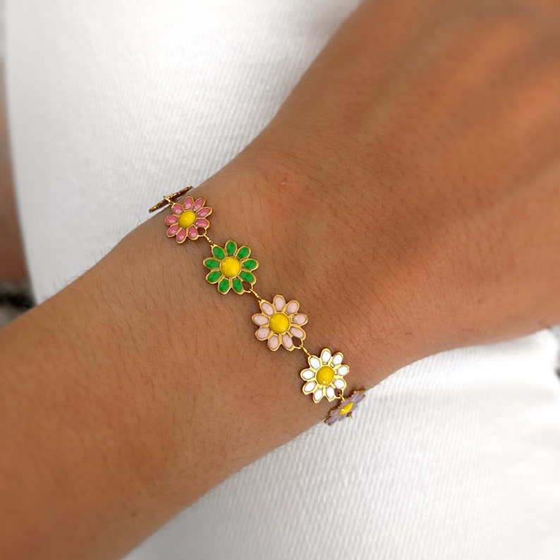 Flower Shaped Bracelet Flower Bracelet Dainty Bracelet Handmade Jewelry Personalized Gifts Gift for her Gifts image 3