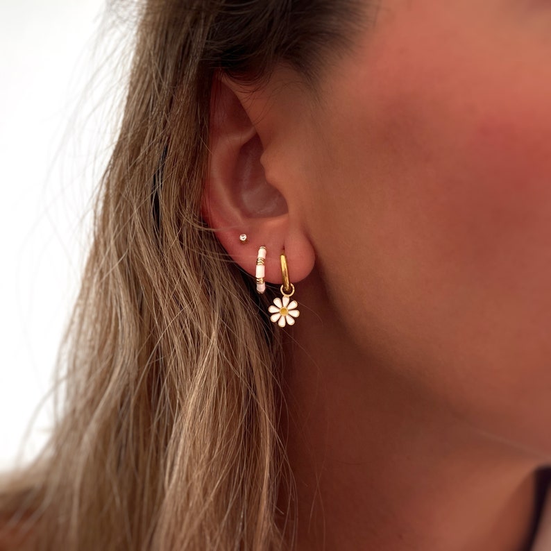 Flower earrings Dainty Earrings White Flower Earrings Pink flower earrings Minimalist Personalized Gifts Gift for her Gifts image 6