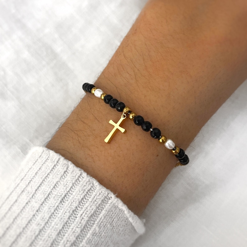 Cross Bracelet Small Sideways Cross Bracelet Gold Cross Bracelet Handmade Jewelry Minimalist Personalized Gifts Gifts image 2