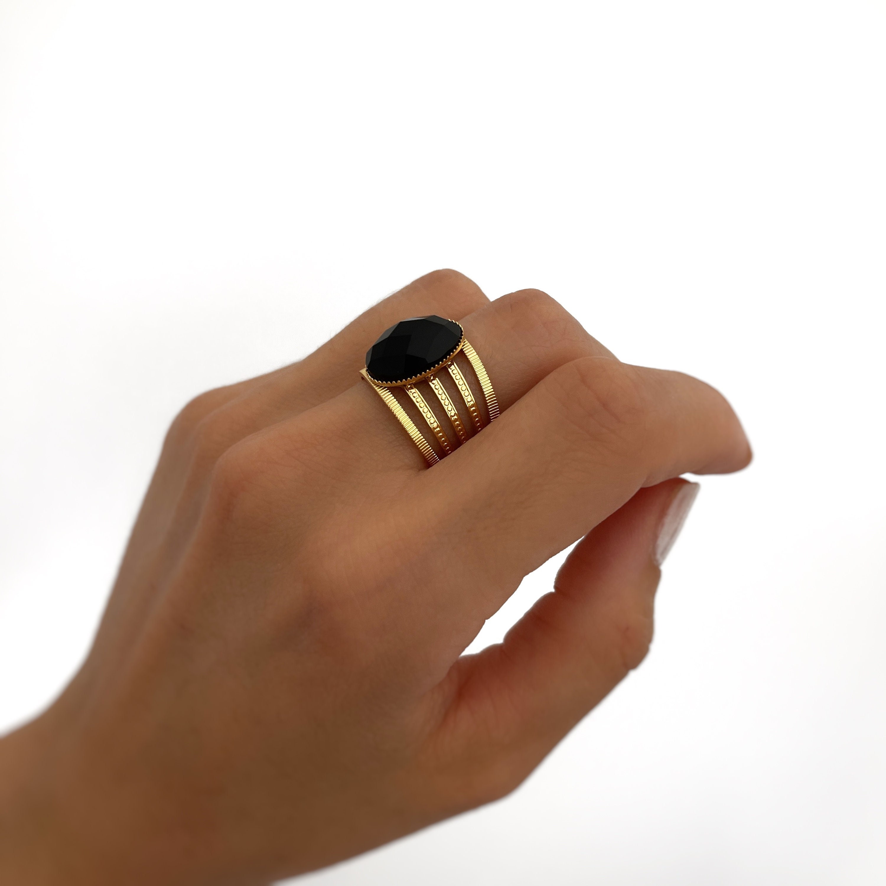 Black Onyx Ring Black Stone Ring Black Onyx Ring Gold Etsy