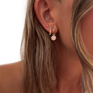 Flower earrings Dainty Earrings White Flower Earrings Pink flower earrings Minimalist Personalized Gifts Gift for her Gifts image 3