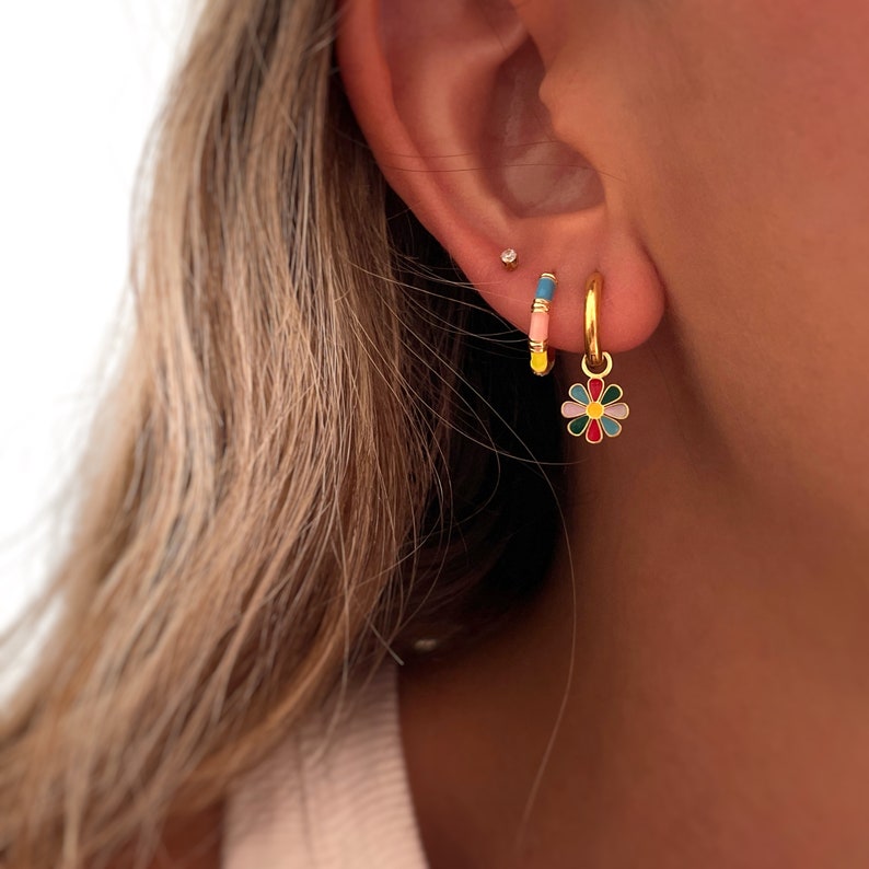 Flower earrings Dainty Earrings White Flower Earrings Pink flower earrings Minimalist Personalized Gifts Gift for her Gifts image 9