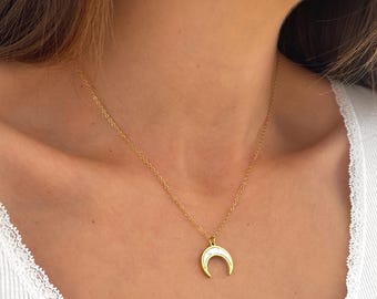Mother of Pearl Moon Necklace - Gold Crescent Pendant Necklace - Personalized Jewelry - Gift for her