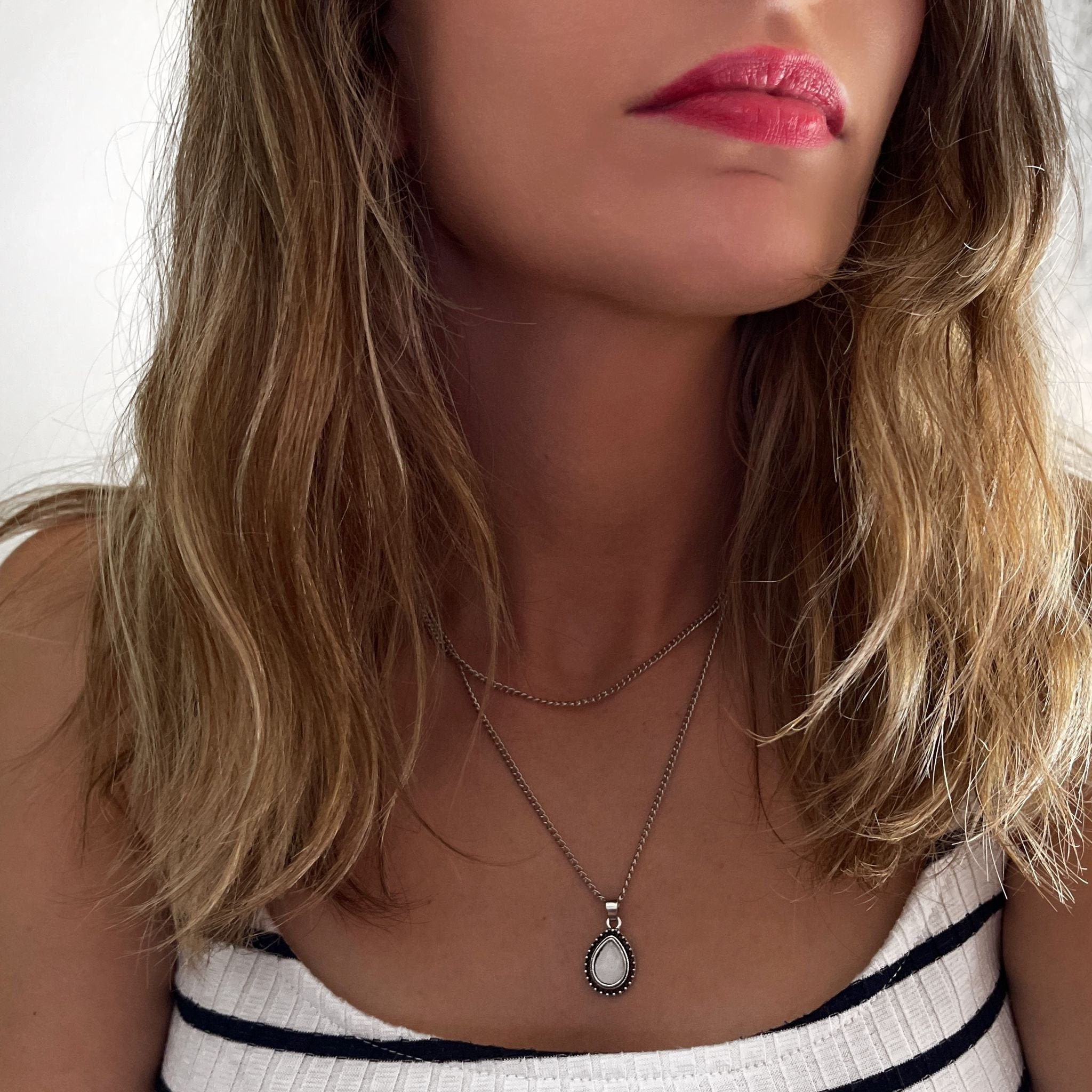 Moonstone necklace in silver hanging moonstone for women | Etsy