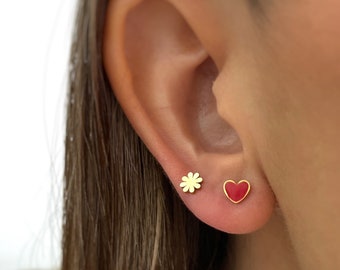 Tiny Gold Hearts - Boucles d’oreilles Heart - Gold Heart Studs - Cadeaux personnalisés - Minimaliste - Cadeau pour elle - Cadeaux pour lui - Cadeaux