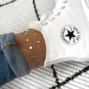 Mini-Kreuz-Fußkettchen, Boho-Stil Kreuz-Fußkettchen, Gold-Kreuz-Fußkettchen, minimalistisch, personalisierte Geschenke, Geschenke für sie, Geschenke für ihn, Geschenke